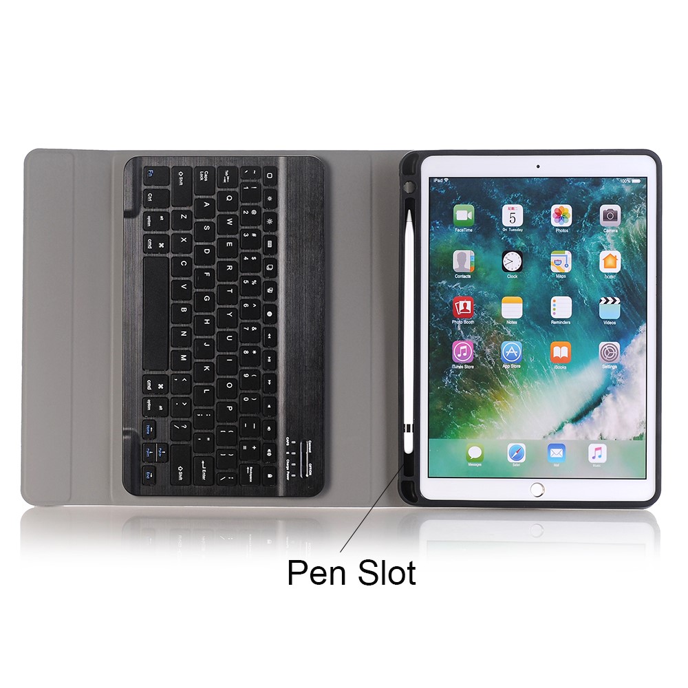 Abnehmbare Bluetooth-Tastatur 3.0 Leder Ständer Fall Mit Stift Steckplatz Für Ipad Pro 10,5-Zoll (2017) - Schwarz-6
