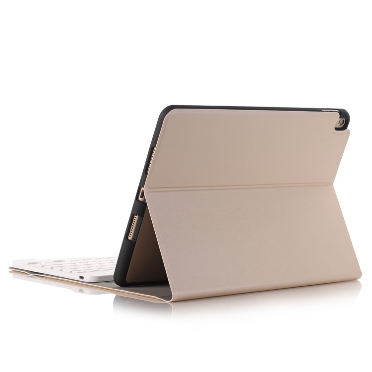 Desmontable Bluetooth 3.0 Teclado Cuero Caja Del Soporte Con Ranura Para La Pluma Para Ipad Pro 10.5 Pulgadas (2017) - Oro-4