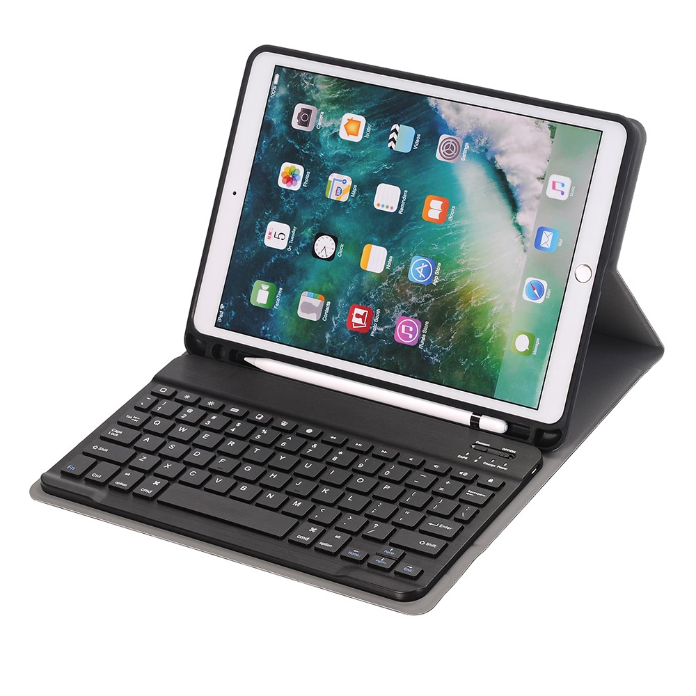 Abnehmbare Bluetooth-Tastatur Leder Stand Schutzhülle Mit Stift Steckplatz Für Ipad Pro 10,5-Zoll (2017) - Dunkelblau-3