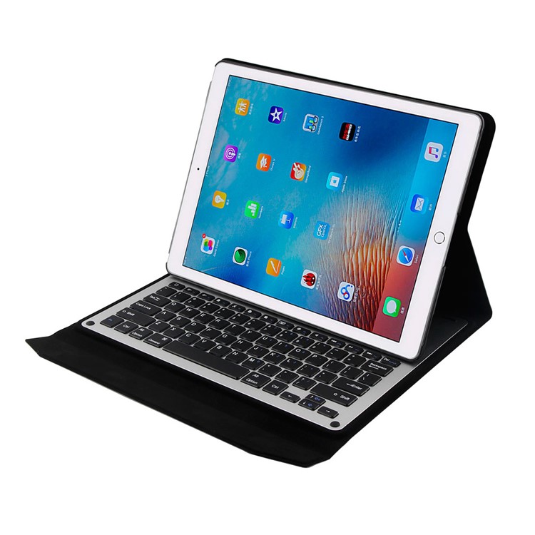 For iPad Pro 12.9 inch Wireless Bluetooth Keyboard Slim Leather Case Stand - Black-1