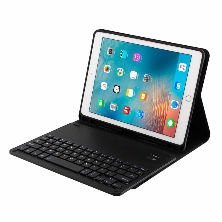 Detachable Bluetooth Keyboard Leather Stand Case with Pen Slot for iPad 9.7 (2018)/9.7 (2017)/Pro 9.7 (2016)/Air 2/Air - Black-7