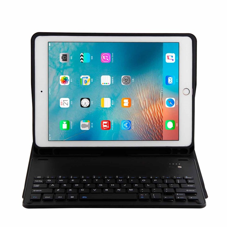 Detachable Bluetooth Keyboard Leather Stand Case with Pen Slot for iPad 9.7 (2018)/9.7 (2017)/Pro 9.7 (2016)/Air 2/Air - Black-8