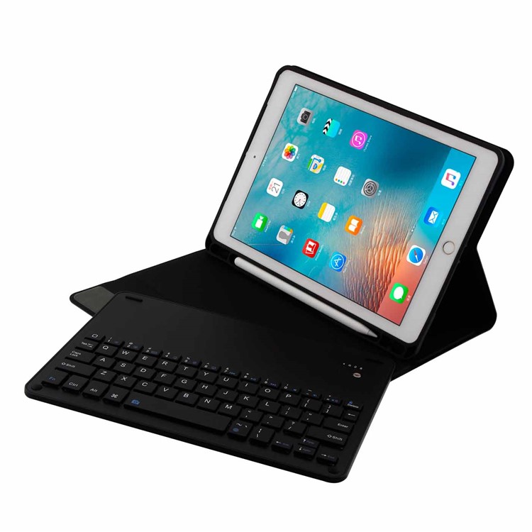 Detachable Bluetooth Keyboard Leather Stand Case with Pen Slot for iPad 9.7 (2018)/9.7 (2017)/Pro 9.7 (2016)/Air 2/Air - Black-9