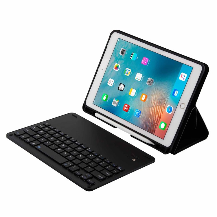 Detachable Bluetooth Keyboard Leather Stand Case with Pen Slot for iPad 9.7 (2018)/9.7 (2017)/Pro 9.7 (2016)/Air 2/Air - Black-10