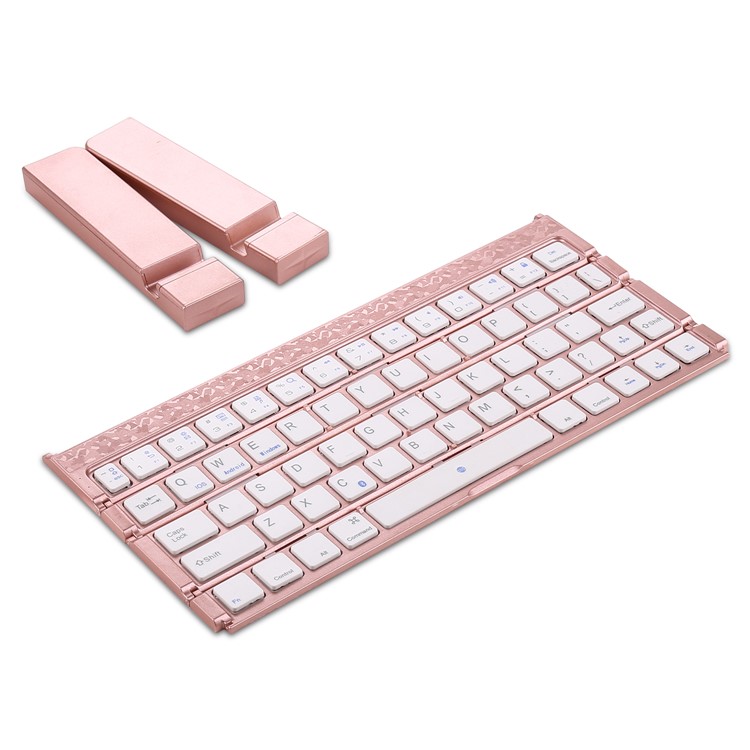 Vierfach Tragbare Drahtlose Bluetooth Tastatur Wiederaufladbare Für Windows Android Ios - Roségold-1