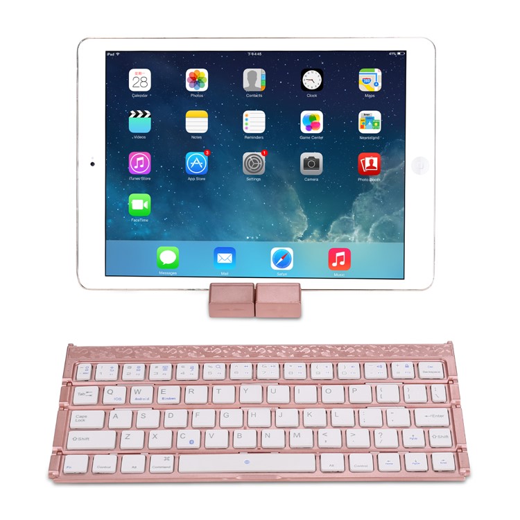 Vierfach Tragbare Drahtlose Bluetooth Tastatur Wiederaufladbare Für Windows Android Ios - Roségold-11