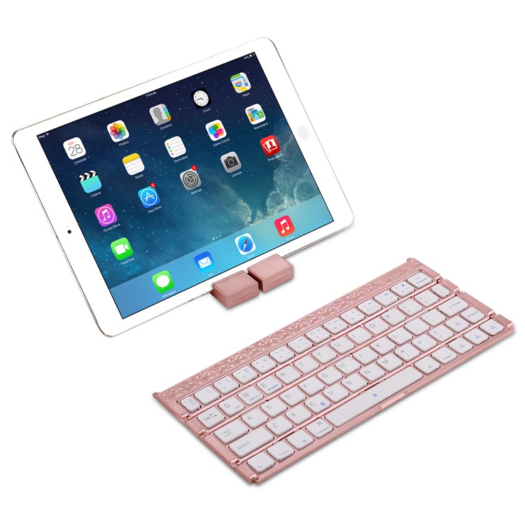 Vierfach Tragbare Drahtlose Bluetooth Tastatur Wiederaufladbare Für Windows Android Ios - Roségold-12