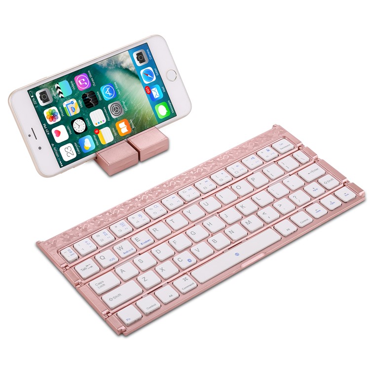 Vierfach Tragbare Drahtlose Bluetooth Tastatur Wiederaufladbare Für Windows Android Ios - Roségold-13