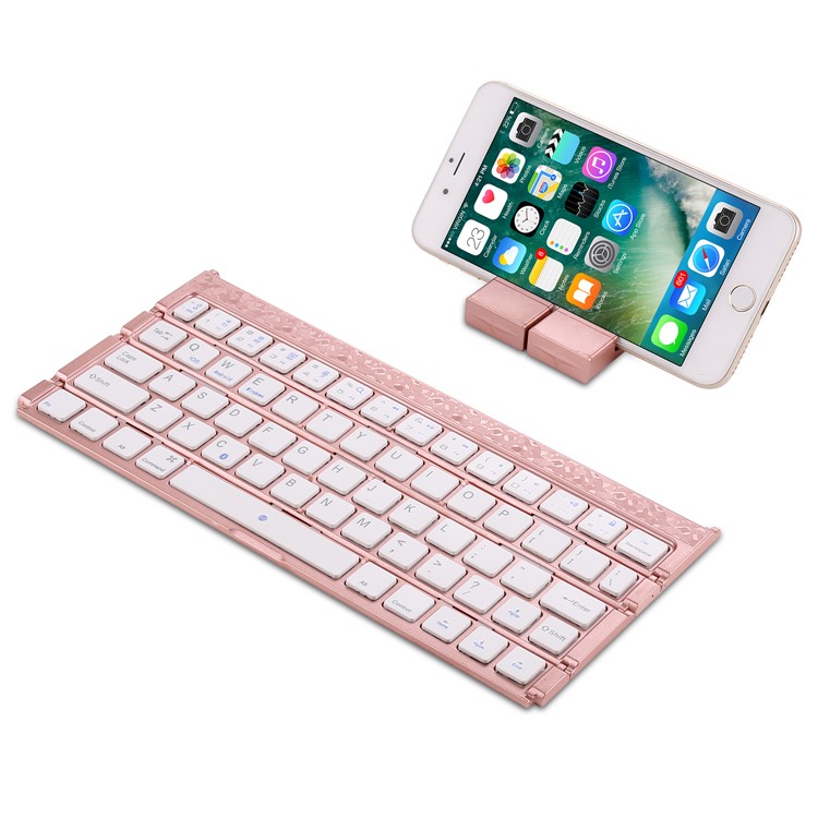 Vierfach Tragbare Drahtlose Bluetooth Tastatur Wiederaufladbare Für Windows Android Ios - Roségold-15