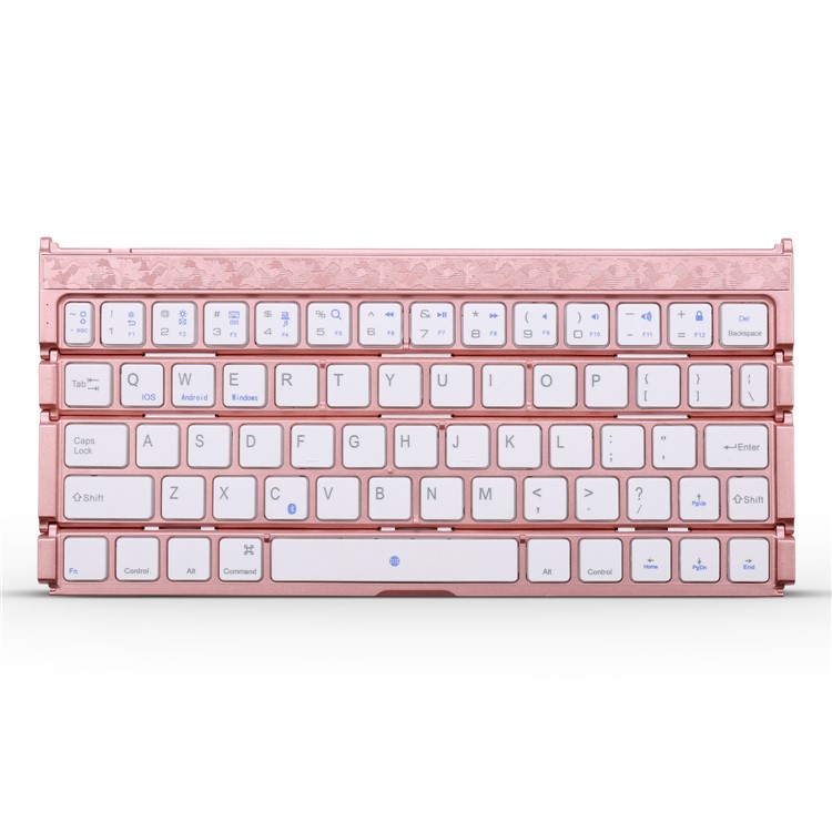 Vierfach Tragbare Drahtlose Bluetooth Tastatur Wiederaufladbare Für Windows Android Ios - Roségold-2