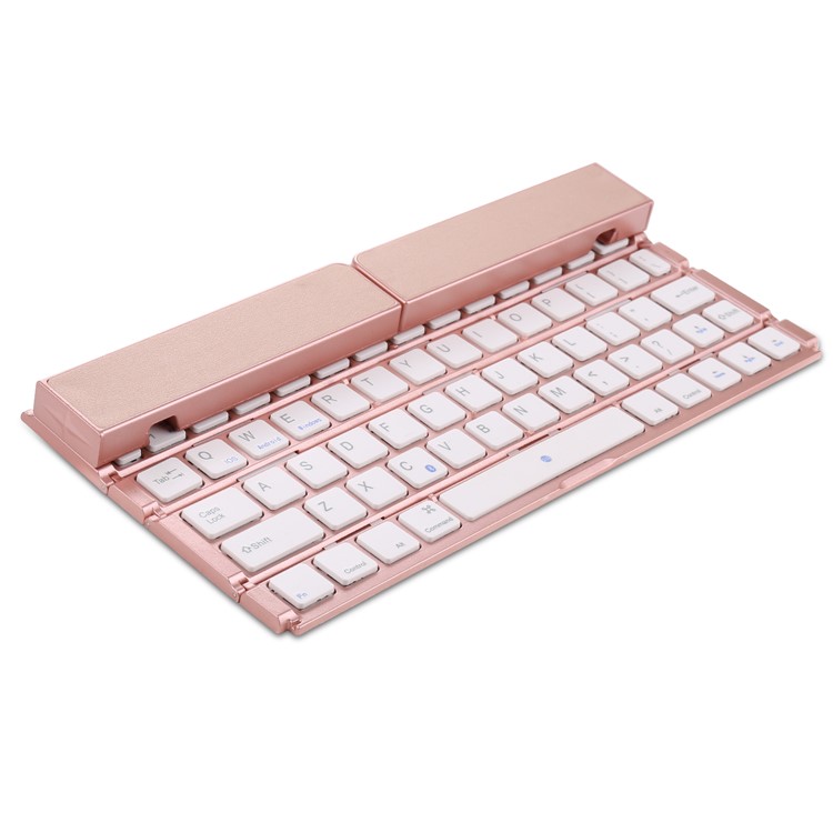 Vierfach Tragbare Drahtlose Bluetooth Tastatur Wiederaufladbare Für Windows Android Ios - Roségold-4
