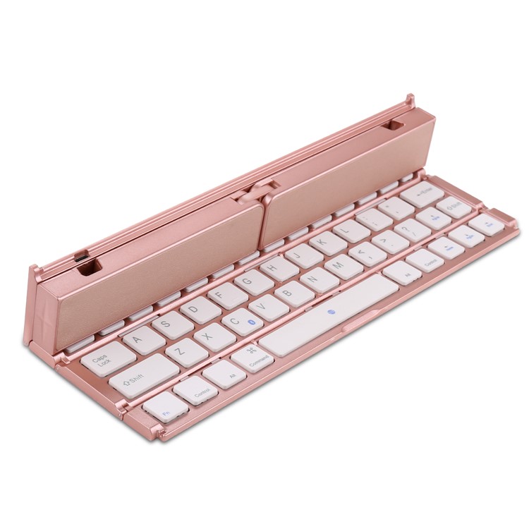 Vierfach Tragbare Drahtlose Bluetooth Tastatur Wiederaufladbare Für Windows Android Ios - Roségold-5