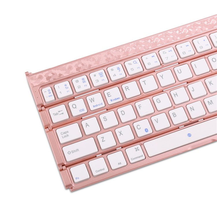 Vierfach Tragbare Drahtlose Bluetooth Tastatur Wiederaufladbare Für Windows Android Ios - Roségold-8