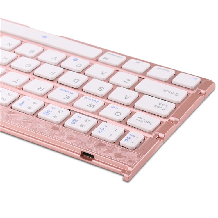 Vierfach Tragbare Drahtlose Bluetooth Tastatur Wiederaufladbare Für Windows Android Ios - Roségold-9