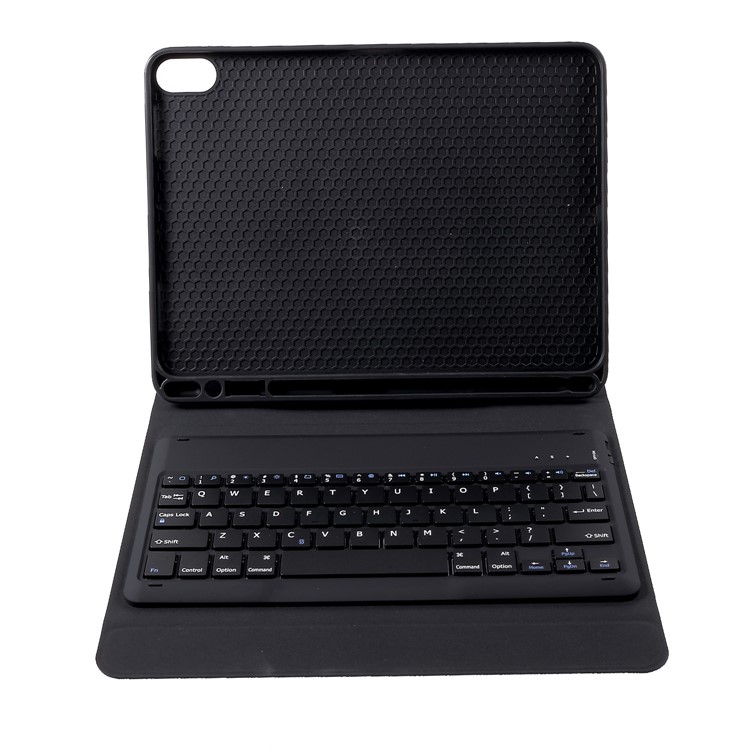 Clavier Sans Fil Avec Étui En Cuir PU Texturé Pour IPad Pro 11 Pouce (2018) - Bleu