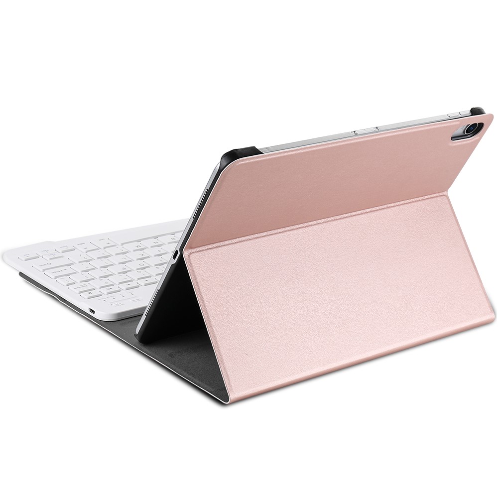 Tampa De Couro Sem Fio Destacável Do Teclado Do Bluetooth Para O Ipad Pro 11 Polegadas (2018) - Rosa Ouro-6