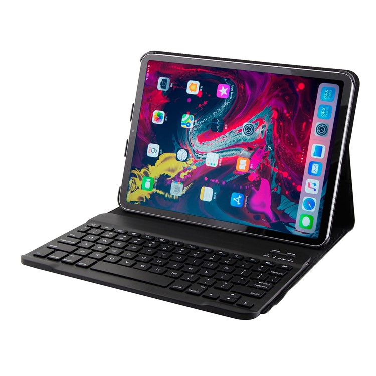 PU Leather Cover + Brushed ABS Detachable Bluetooth Keyboard for iPad Pro 11-inch (2018) - Black-11