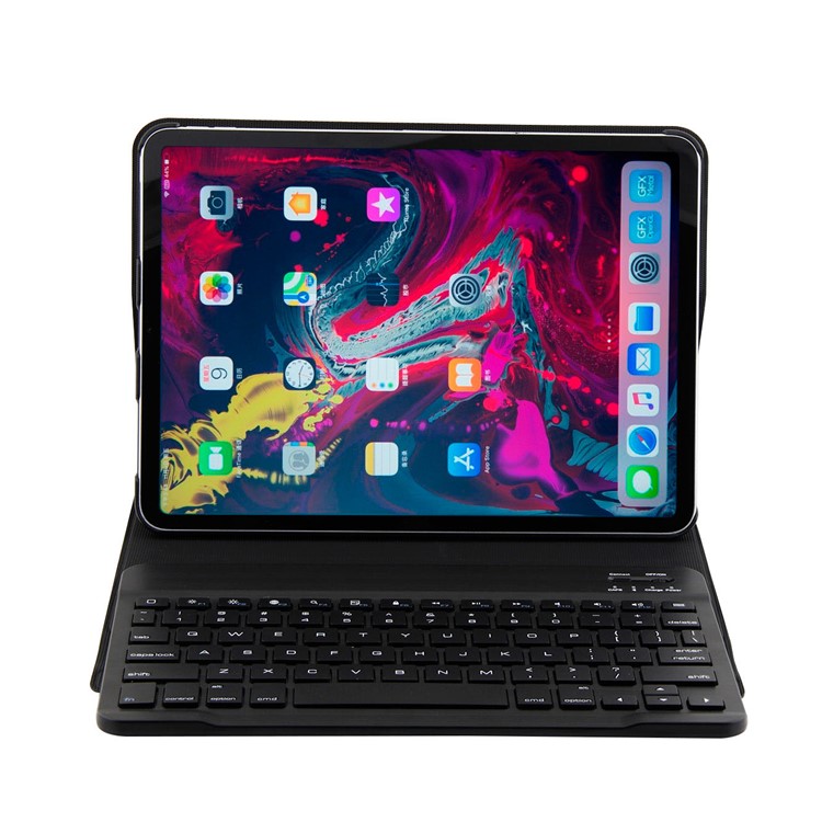 PU Leather Cover + Brushed ABS Detachable Bluetooth Keyboard for iPad Pro 11-inch (2018) - Black-2