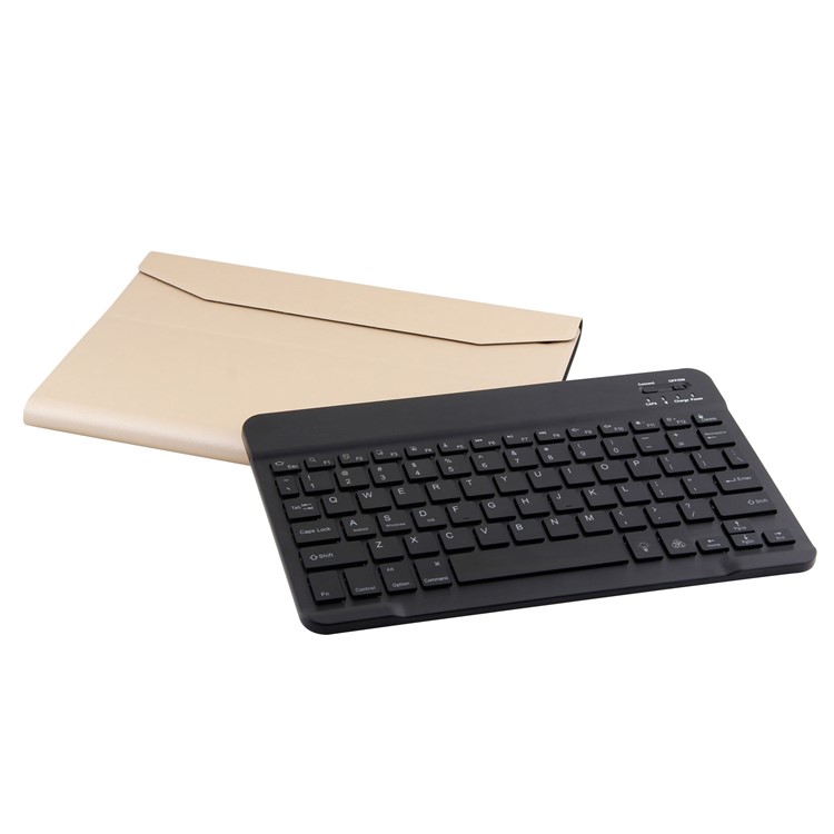 Concha De Couro PU + ABS Destacável Escovado Teclado Bluetooth Para Ipad 9,7 Polegadas (2018) / 9,7 Polegadas (2017) / Ar 2 / Ar - Ouro-1