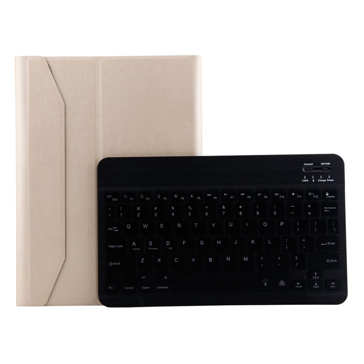 Concha De Couro PU + ABS Destacável Escovado Teclado Bluetooth Para Ipad 9,7 Polegadas (2018) / 9,7 Polegadas (2017) / Ar 2 / Ar - Ouro-2