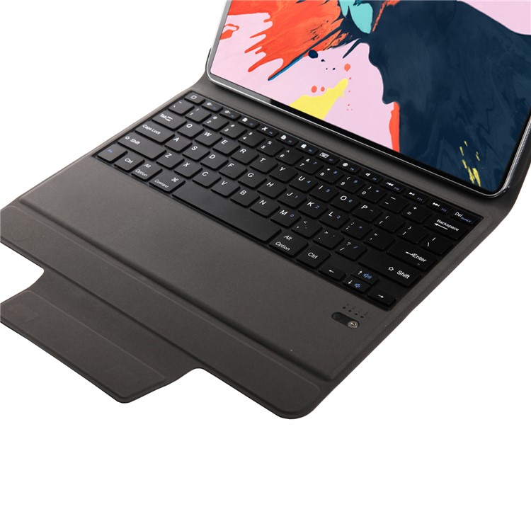For iPad Pro 12.9-inch (2018) / Pro 12.9 (2017) Wireless Bluetooth Keyboard Slim Leather Case Stand - Black-7