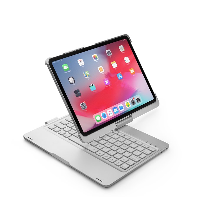 F360B 360-degree Rotary ABS Bluetooth Keyboard Case for iPad Pro 11-inch (2018) - Silver-2