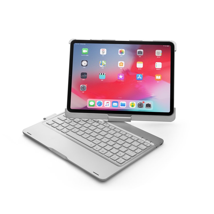 F360B 360-degree Rotary ABS Bluetooth Keyboard Case for iPad Pro 11-inch (2018) - Silver-4