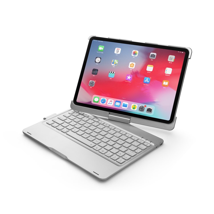 F360B 360-degree Rotary ABS Bluetooth Keyboard Case for iPad Pro 11-inch (2018) - Silver-5