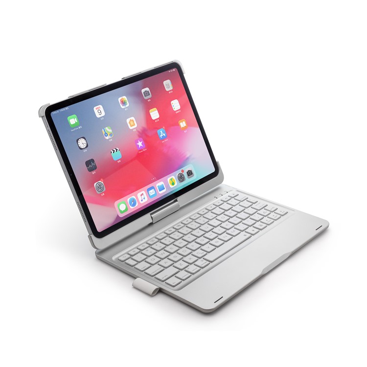 F360B 360-degree Rotary ABS Bluetooth Keyboard Case for iPad Pro 11-inch (2018) - Silver-6