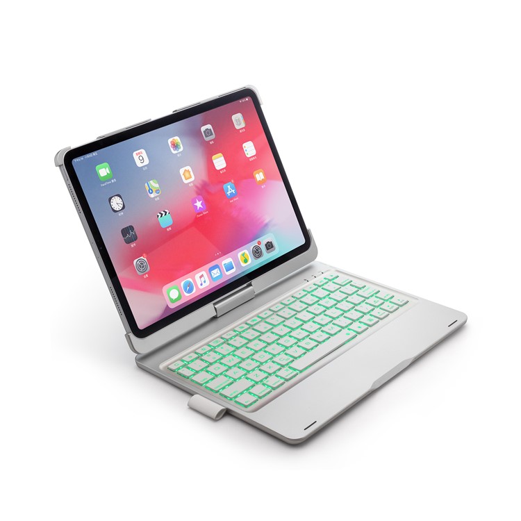 F360B 360-degree Rotary ABS Bluetooth Keyboard Case for iPad Pro 11-inch (2018) - Silver-7