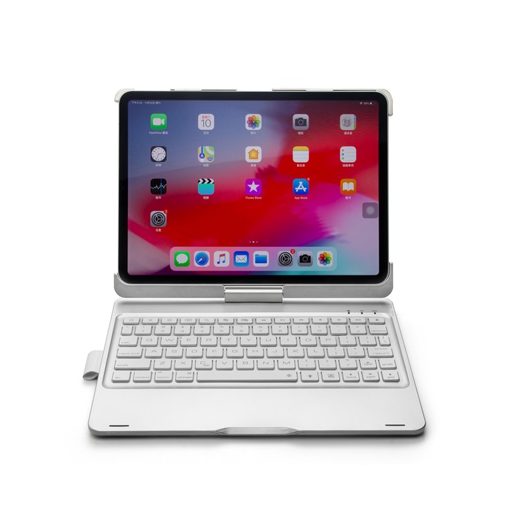 F360B 360-degree Rotary ABS Bluetooth Keyboard Case for iPad Pro 11-inch (2018) - Silver-8