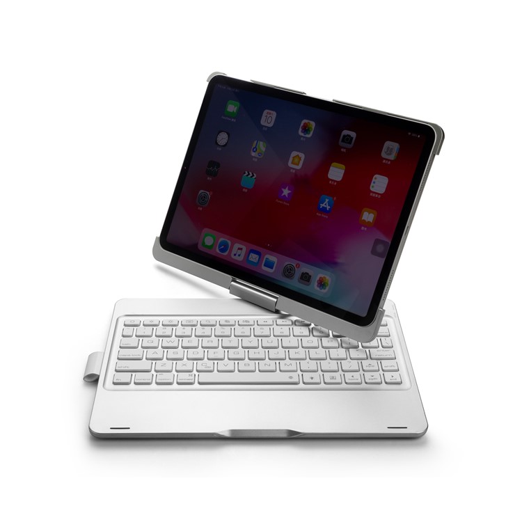 F360B 360-degree Rotary ABS Bluetooth Keyboard Case for iPad Pro 11-inch (2018) - Silver-9