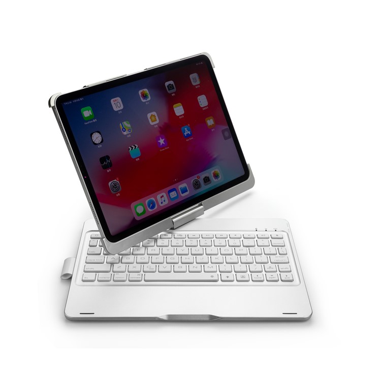 F360B 360-degree Rotary ABS Bluetooth Keyboard Case for iPad Pro 11-inch (2018) - Silver-15