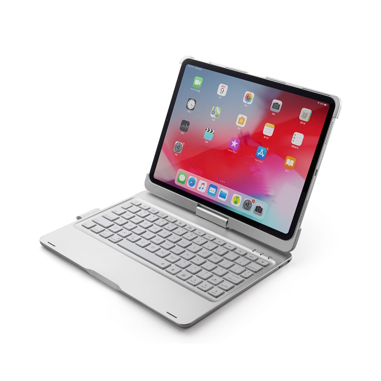 F360B 360-degree Rotary ABS Bluetooth Keyboard Case for iPad Pro 11-inch (2018) - Silver-21