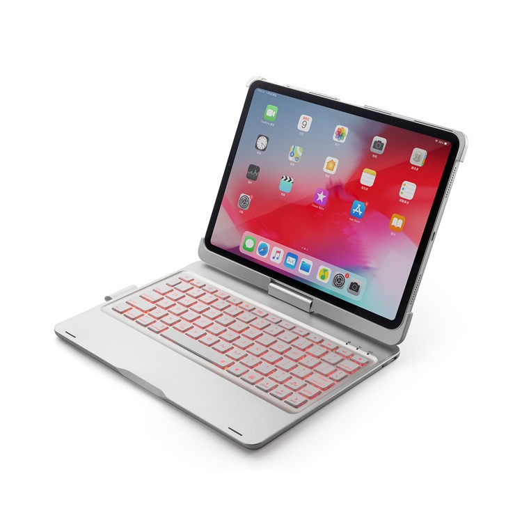F360B 360-degree Rotary ABS Bluetooth Keyboard Case for iPad Pro 11-inch (2018) - Silver-23