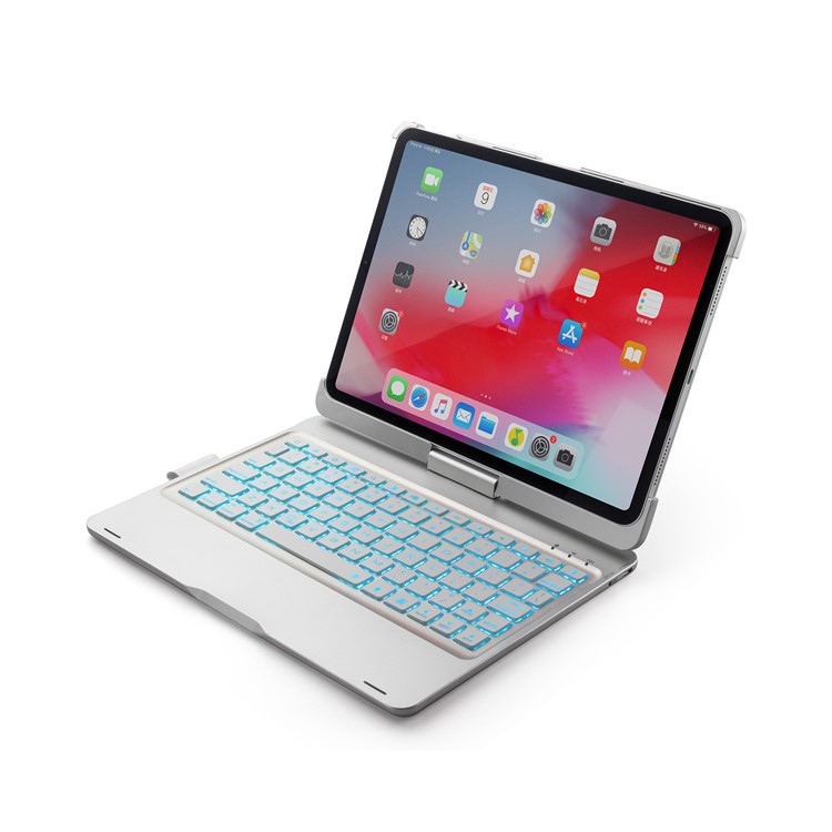 F360B 360-degree Rotary ABS Bluetooth Keyboard Case for iPad Pro 11-inch (2018) - Silver-24