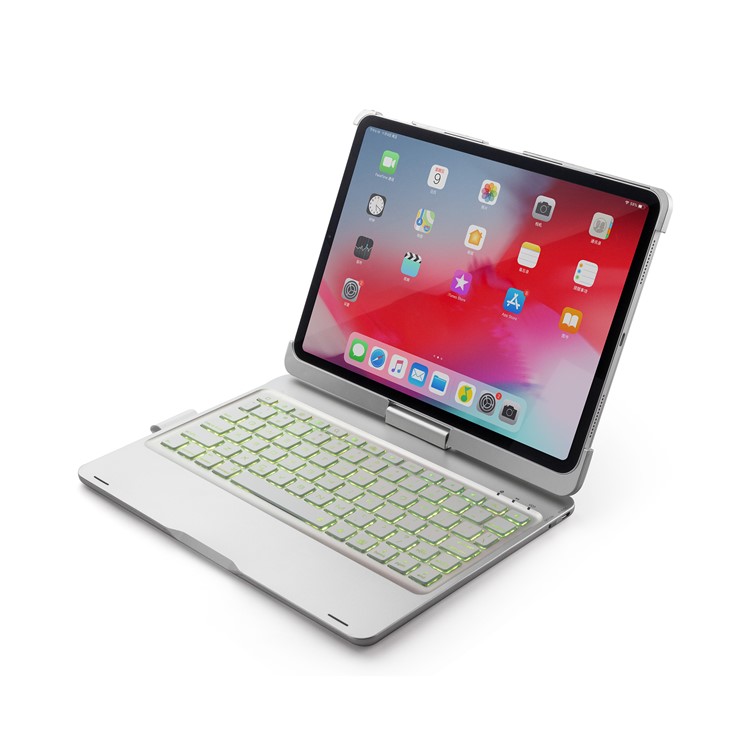 F360B 360-degree Rotary ABS Bluetooth Keyboard Case for iPad Pro 11-inch (2018) - Silver-26