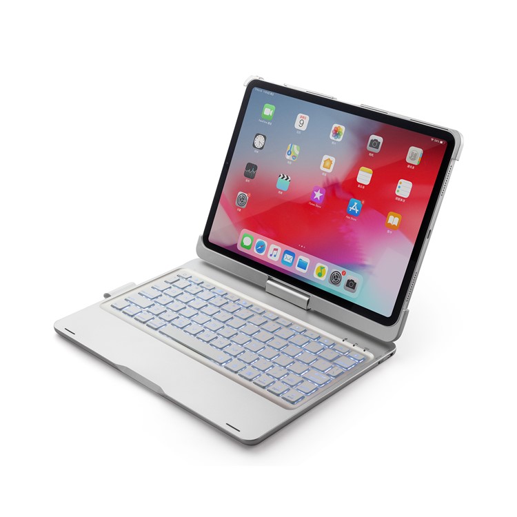 F360B 360-degree Rotary ABS Bluetooth Keyboard Case for iPad Pro 11-inch (2018) - Silver-27