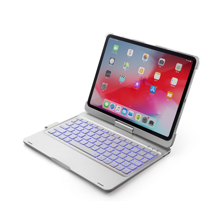 F360B 360-degree Rotary ABS Bluetooth Keyboard Case for iPad Pro 11-inch (2018) - Silver-28