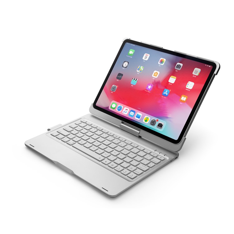 F360B 360-degree Rotary ABS Bluetooth Keyboard Case for iPad Pro 11-inch (2018) - Silver-31
