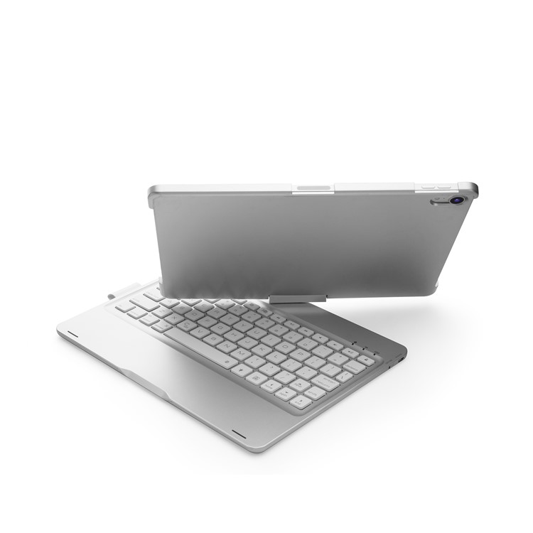 F360B 360-degree Rotary ABS Bluetooth Keyboard Case for iPad Pro 11-inch (2018) - Silver-35