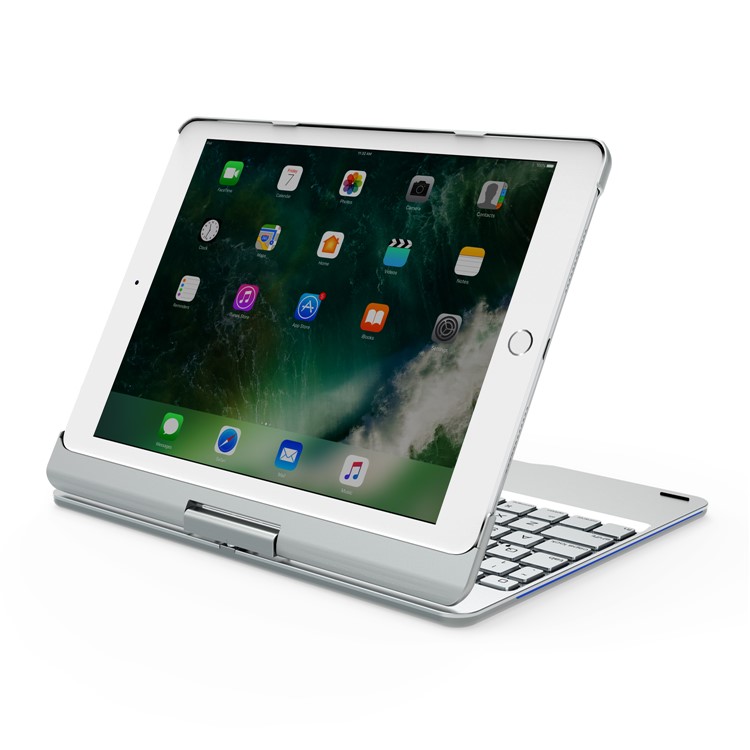 F180 Liga De Alumínio 360 Graus De Rotação Teclado Bluetooth Para Ipad 9.7 (2018) / 9.7 (2017) / Pro 9.7 Polegadas (2016) / Air 2 / Air - Prata-2