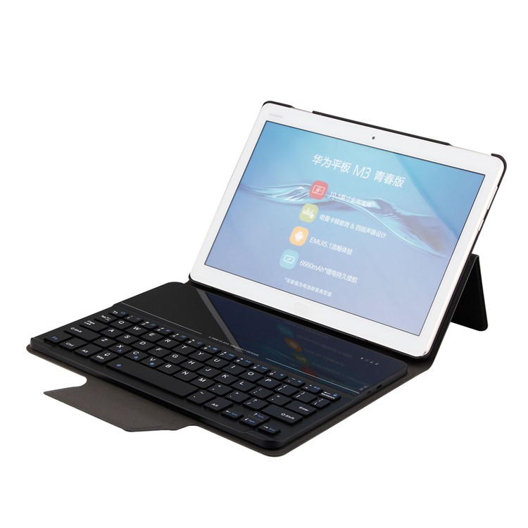 Detachable Bluetooth Keyboard Leather Tablet Stand Case for Huawei MediaPad M3 Lite 10 - Black-8