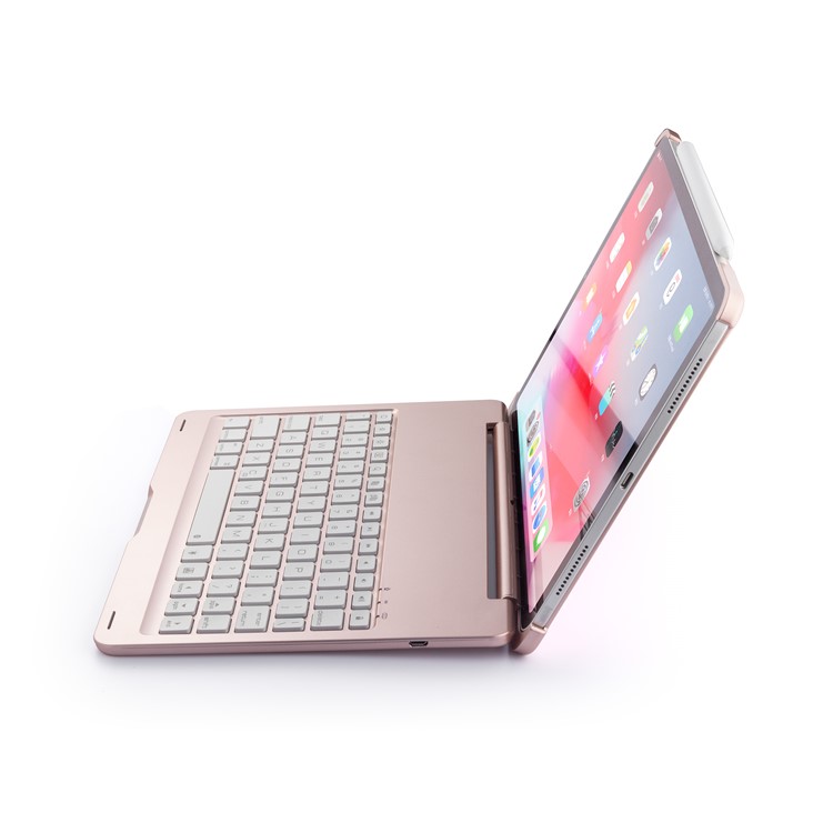 F105AS Bluetooth 4.0 Backlight Keyboard Case for iPad Pro 11-inch (2018) - Rose Gold-5