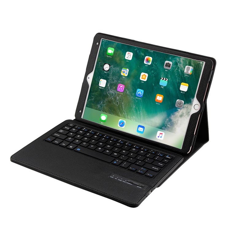 Detachable Bluetooth Keyboard + Litchi PU Leather Tablet Case for iPad Air 10.5 (2019) / Pro 10.5-inch (2017) - Black-5