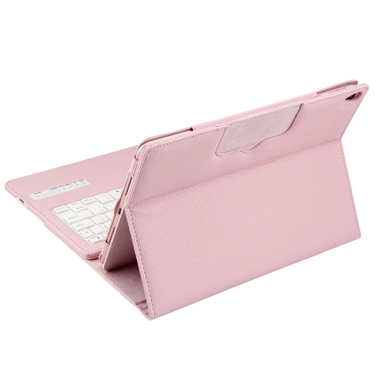 Destacável Teclado Bluetooth + Lichia PU Estojo De Couro Para Ipad Air 10.5 (2019) / Pro 10,5 Polegadas (2017) - Rosa-6