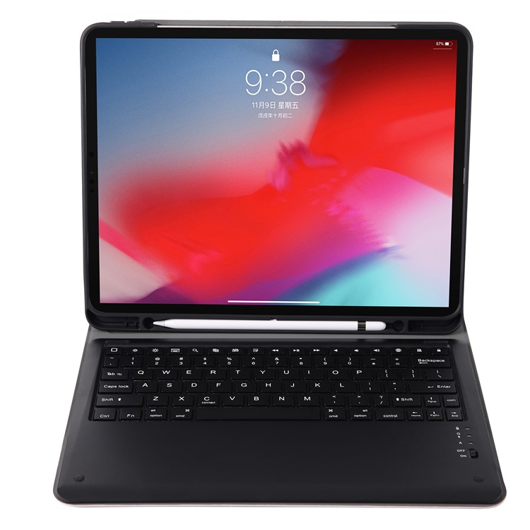 Detachable 2-in-1 Bluetooth Keyboard + PU Leather Protection Case for iPad Pro 12.9-inch (2018) - Black-6