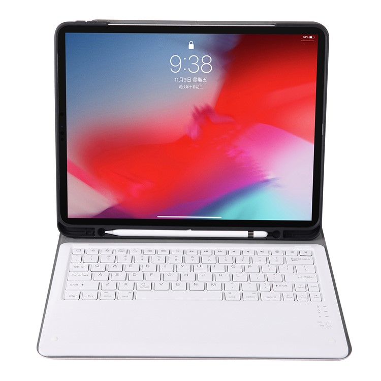 Clavier Bluetooth 2 En 1 Détachable + Étui De Protection En Cuir PU Pour Ipad Pro 12.9 Pouces (2018) - Or Rose-4