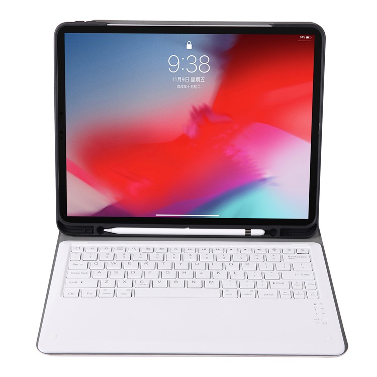Clavier Bluetooth 2 En 1 Détachable + Étui De Protection En Cuir PU Pour Ipad Pro 12.9 Pouces (2018) - Or-4