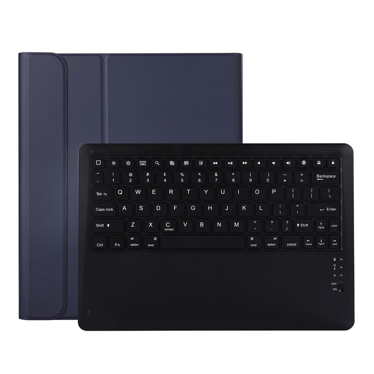 Desmontable 2 En 1 Teclado Bluetooth + Funda Protectora De Cuero PU Para Ipad Pro 12.9 Pulgadas (2018) - Azul Oscuro-1